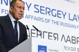 Russian Foreign Minister Sergei Lavrov speaks at a briefing during a meeting with members of the Association of European Businesses (AEB) in Moscow on October 31, 2017. / AFP PHOTO / Kirill KUDRYAVTSEV (Photo credit should read KIRILL KUDRYAVTSEV/AFP/Getty Images)