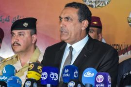 A picture taken on October 17, 2017 shows Rakan Said al-Juburi, Baghdad's newly-appointed Sunni-Arab acting governor of Kirkuk, speaking during a press conference at the provincial headquarters. / AFP PHOTO / Marwan IBRAHIM (Photo credit should read MARWAN IBRAHIM/AFP/Getty Images)