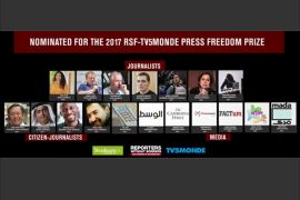 أعلنت منظمة مراسلون بلا حدود عن لائحة مرشيحها لنيل جائزة حرية الصحافة التي تُـنظم في السابع من الشهر المقبل في مدينة ستراتسبورغ بفرنسا، بالشراكة مع القناة الخامسة الفرنسية.