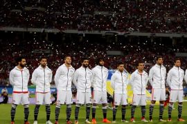 Soccer Football - 2018 World Cup Qualifications - Africa - Egypt vs Congo - Borg El Arab Stadium, Alexandria, Egypt - October 8, 2017 Egypt players line up before the match REUTERS/Amr Abdallah Dalsh