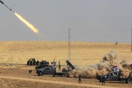 A picture taken on October 26, 2017 shows rockets being launched from Iraqi security forces' in the area of Faysh Khabur, which is located on the Turkish and Syrian borders in the Iraqi Kurdish autonomous region. / AFP PHOTO / AHMAD AL-RUBAYE (Photo credit should read AHMAD AL-RUBAYE/AFP/Getty Images)