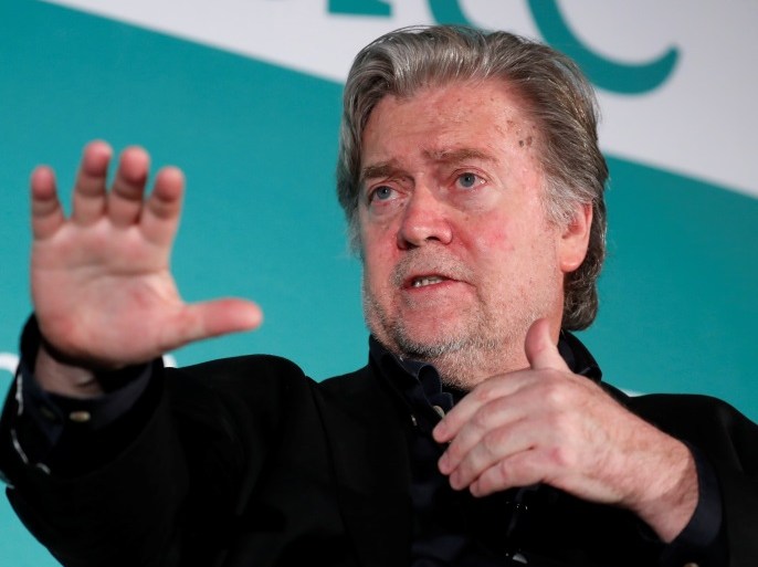 Former White House Chief Strategist Steve Bannon participates in a Hudson Institute conference on