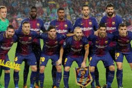 Soccer Football - Champions League - FC Barcelona vs Olympiacos - Camp Nou, Barcelona, Spain - October 18, 2017 Barcelona team group before the match REUTERS/Albert Gea