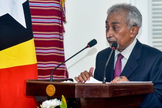 East Timor's Prime Minister Mari Alkatiri delivers a speech after the swearing-in ceremony at the presidential palace in Dili on September 15, 2017.East Timor swore in a new government on September 15, led by a returning prime minister who experts say will need to wean the country off its reliance on oil revenues and diversify the economy. / AFP PHOTO / VALENTINO DARIELL DE SOUSA (Photo credit should read VALENTINO DARIELL DE SOUSA/AFP/Getty Images)