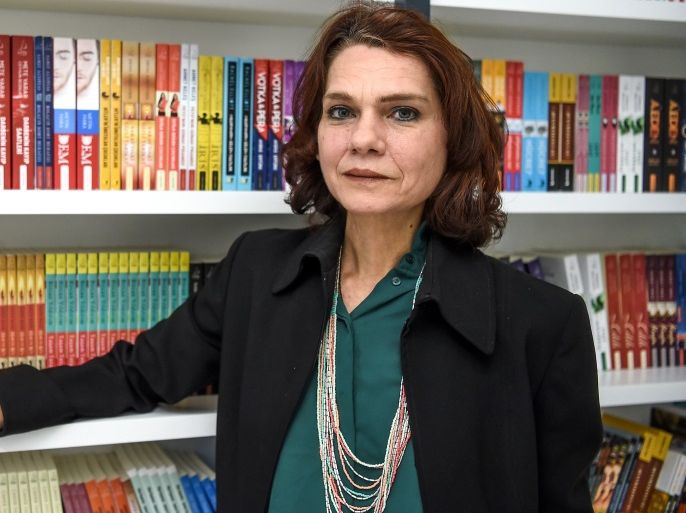 Turkish novellist Asli Erdogan poses during an interview on February 8, 2017 in Istanbul.Internationally acclaimed Turkish novelist Asli Erdogan is still haunted by 'the shadow of prison' where she spent over four months, fearing it could begin again any time. But the writer insists she will not stay silent, refusing to leave Turkey for a comfortable exile elsewhere. / AFP / OZAN KOSE (Photo credit should read OZAN KOSE/AFP/Getty Images)