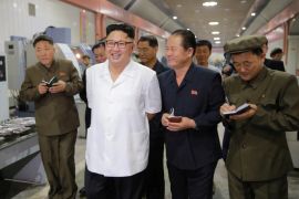 North Korean leader Kim Jong-Un inspects the January 18 General Machine Plant in Pyongyang, North Korea in this undated photo released by North Korea's Korean Central News Agency (KCNA) on August 10, 2016. KCNA/via REUTERS ATTENTION EDITORS - THIS PICTURE WAS PROVIDED BY A THIRD PARTY. NO THIRD PARTY SALES. SOUTH KOREA OUT. NO COMMERCIAL OR EDITORIAL SALES IN SOUTH KOREA.