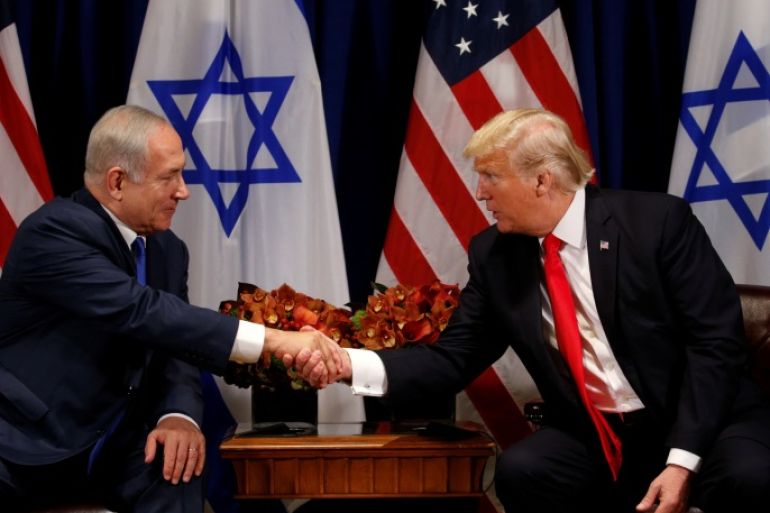 U.S. President Donald Trump meets with Israeli Prime Minister Benjamin Netanyahu in New York, U.S., September 18, 2017. REUTERS/Kevin Lamarque