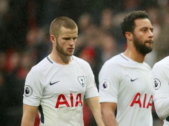 Soccer Football - Premier League - Manchester United vs Tottenham Hotspur - Old Trafford, Manchester, Britain - October 28, 2017 (L - R) Tottenham's Eric Dier, Mousa Dembele and Dele Alli look dejected after the match Action Images via Reuters/Jason Cairnduff EDITORIAL USE ONLY. No use with unauthorized audio, video, data, fixture lists, club/league logos or