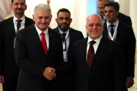 Turkish Prime Minister Binali Yildirim meets with his Iraqi counterpart Haider al-Abadi in Ankara, Turkey, October 25, 2017. REUTERS/Umit Bektas