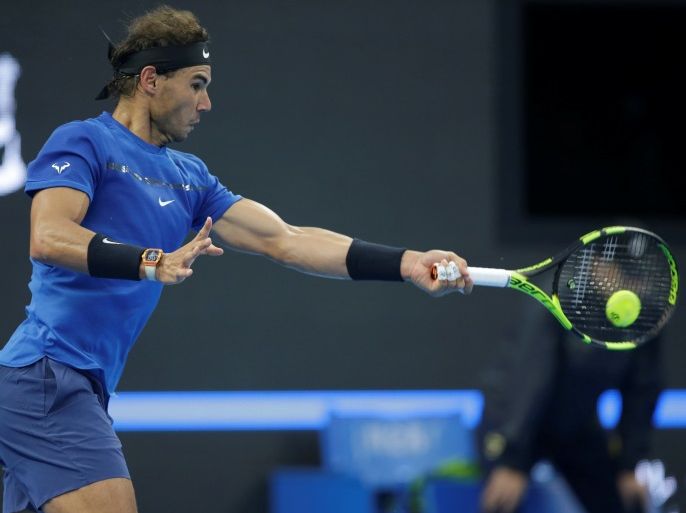 Tennis - China Open - Men's Singles - Beijing, China - October 5, 2017 - Rafael Nadal of Spain in action against Karen Khachanov of Russia. REUTERS/Jason Lee
