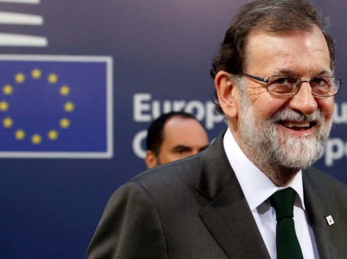 Spain's Prime Minister Mariano Rajoy arrives at a European Union leaders summit in Brussels, Belgium October 20, 2017. REUTERS/Dario Pignatelli