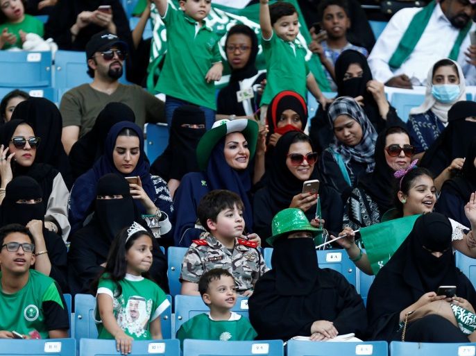 Saudi Arabia women attend a rally to celebrate the 87th annual National Day of Saudi Arabia in Riyadh, Saudi Arabia September 23, 2017. REUTERS/Faisal Al Nasser