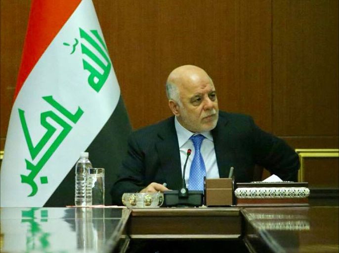 رئيس الوزراء العراقي حيدر العبادي خلال جلسة مجلس الوزراء والمؤتمر الصحفي الاسبوعي