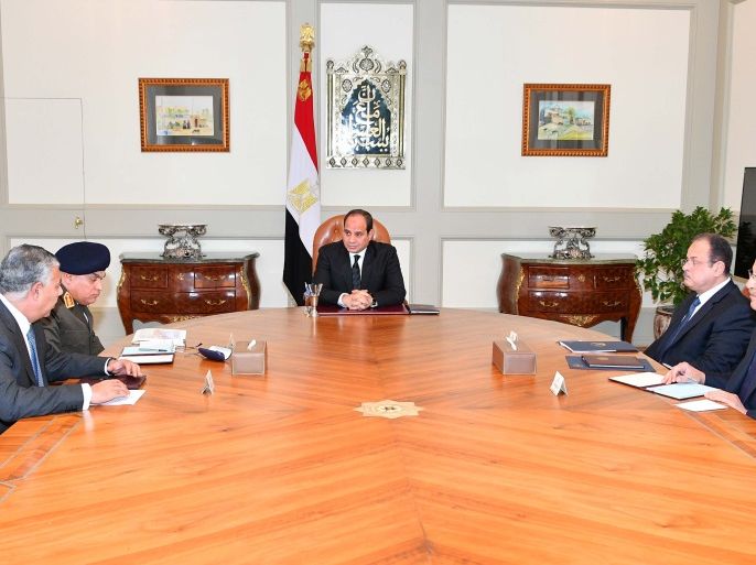 Egyptian President Abdel Fattah Al Sisi is seen during a meeting with government members on the attack in North Sinai, in Cairo, Egypt, November 24, 2017 in this handout picture courtesy of the Egyptian Presidency. The Egyptian Presidency/Handout via REUTERS ATTENTION EDITORS - THIS IMAGE WAS PROVIDED BY A THIRD PARTY