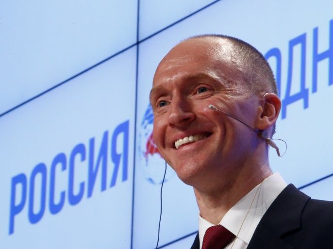 One-time advisor of U.S. president-elect Donald Trump Carter Page addresses the audience during a presentation in Moscow, Russia, December 12, 2016. REUTERS/Sergei Karpukhin