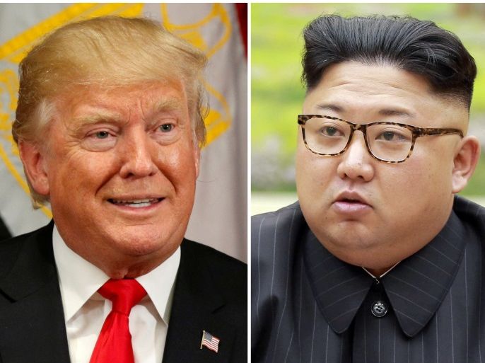 A combination photo shows U.S. President Donald Trump in New York, U.S. September 21, 2017 and North Korean leader Kim Jong Un in this undated photo released by North Korea's Korean Central News Agency (KCNA) in Pyongyang, September 4, 2017. REUTERS/Kevin Lamarque, KCNA/Handout via REUTERS/File Photos