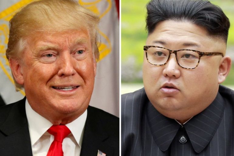 A combination photo shows U.S. President Donald Trump in New York, U.S. September 21, 2017 and North Korean leader Kim Jong Un in this undated photo released by North Korea's Korean Central News Agency (KCNA) in Pyongyang, September 4, 2017. REUTERS/Kevin Lamarque, KCNA/Handout via REUTERS/File Photos