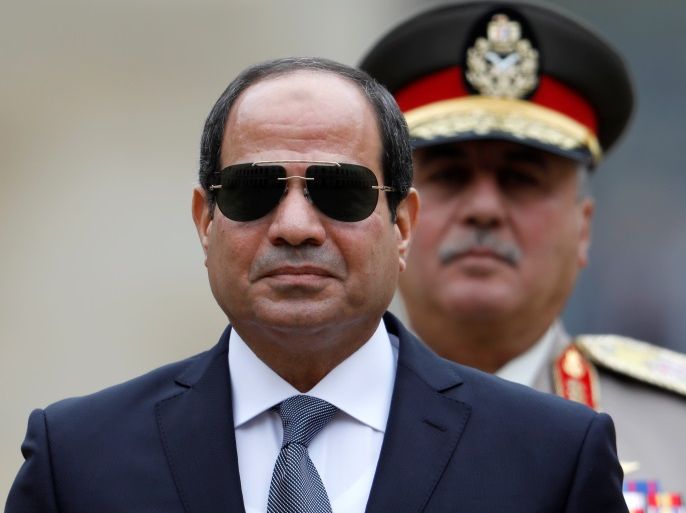 Egyptian President Abdel Fattah al-Sisi attends a military ceremony at the Hotel des Invalides in Paris, France, October 24, 2017. REUTERS/Charles Platiau