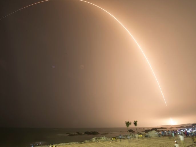 Long March-7 rocket carrying Tianzhou-1 cargo spacecraft lifts off from the launching pad in Wenchang, Hainan province, China, April 20, 2017. Picture taken April 20, 2017. Image taken with long exposure. China Daily/via REUTERS ATTENTION EDITORS - THIS IMAGE WAS PROVIDED BY A THIRD PARTY. EDITORIAL USE ONLY. CHINA OUT.