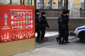 MOSCOW, RUSSIA - NOVEMBER 30: Police seen near the Kremlin prior to the 2018 FIFA World Cup Draw on November 30, 2017 in Moscow, Russia. (Photo by Matthias Hangst/Bongarts/Getty Images)