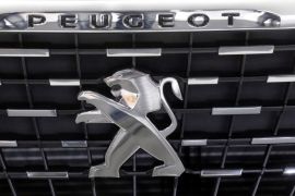 A logo of Peugeot car is seen during International Motor Show in Riga, Latvia, April 8, 2017. REUTERS/Ints Kalnins