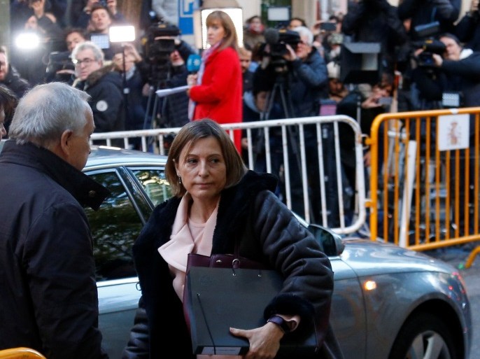 Carme Forcadell, Speaker of the Catalan parliament, arrives to Spain's Supreme Court to testify on charges of rebellion, sedition and misuse of public funds for defying the central government by holding an independence referendum and proclaiming independence, in Madrid, Spain, November 9, 2017. REUTERS/Javier Barbancho