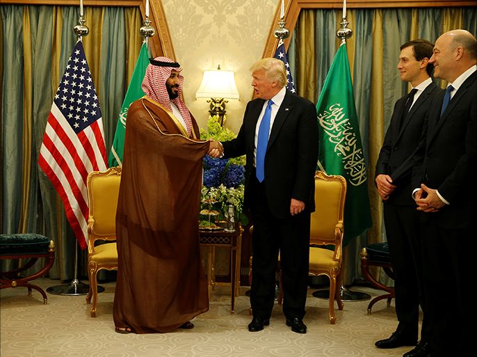 U.S. President Donald Trump meets with Saudi Arabia''''s Deputy Crown Prince and Minister of Defense Mohammed bin Salman (center L) at the Ritz Carlton Hotel in Riyadh, Saudi Arabia May 20, 2017. REUTERS/Jonathan Ernst