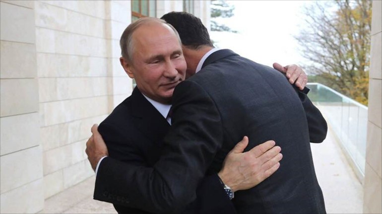 وكالة سانا .. الرئيس السوري بشار الاسد التقى بالرئيس الروسي فلاديمير بوتين في مدينة سوتشي (بثتها وسائل اعلام تابعة للنظام السوري (وكالات)