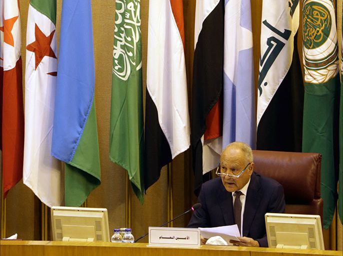 epa06338928 Secretary-General of the Arab League Ahmed Aboul Gheit attends the Arab Foreign Ministers urgent meeting in the Arab League headquarters, in Cairo, Egypt, 19 November 2017. According to the meeting's agenda, The Arab Foreign Ministers discussed methods to counter Iran's interference in the Arab affairs. EPA-EFE/KHALED ELFIQI