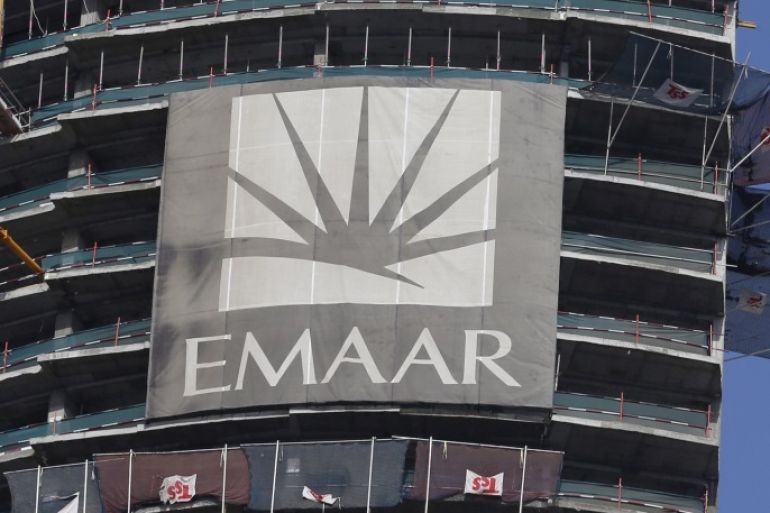 A logo of Dubai's Emaar Properties is seen at an under-construction building in Dubai, UAE, March 3, 2016. REUTERS/Ahmed Jadallah/File Photo