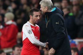 Football Soccer - Arsenal v Dinamo Zagreb - UEFA Champions League Group Stage - Group F - Emirates Stadium, London, England - 15/16 - 24/11/15Arsenal's Santi Cazorla shakes hands with manager Arsene Wenger after being substitutedAction Images via Reuters / Matthew ChildsEDITORIAL USE ONLY.