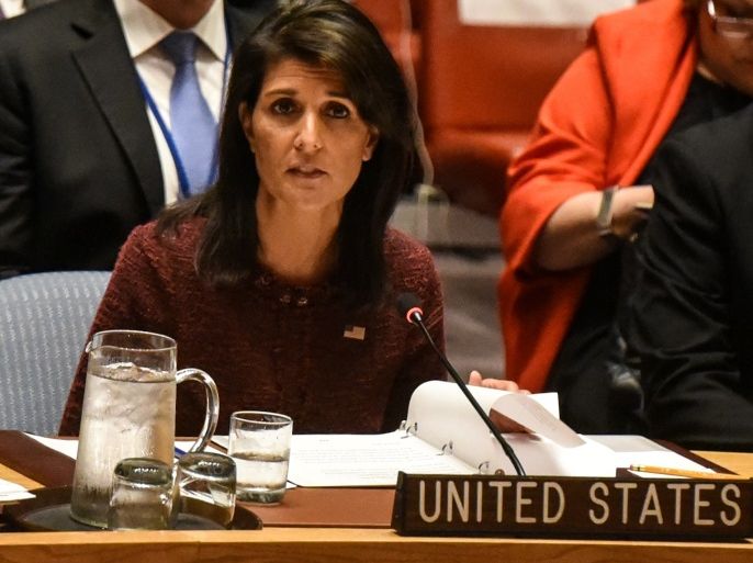 U.S. Ambassador to the United Nations Nikki Haley delivers remarks at a security council meeting at U.N. headquarters during the United Nations General Assembly in New York City, U.S. September 21, 2017. REUTERS/Stephanie Keith