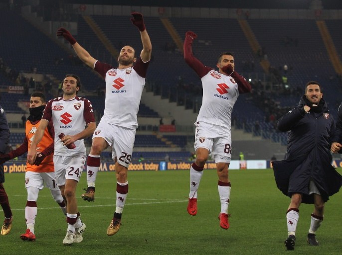 ROME, ITALY - DECEMBER 20: Torino FC players celebrate the victory after the TIM Cup match between AS Roma and Torino FC at Olimpico Stadium on December 20, 2017 in Rome, Italy. (Photo by Paolo Bruno/Getty Images)