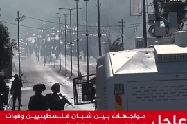 مواجهات بين متظاهرين فلسطينيين وقوات الاحتلال عند المدخل الشمالي لمدينة بيت لحم بالضفة الغربية