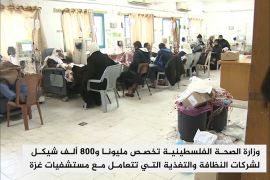 وزارة الصحة الفلسطينية تخصص مليونا و800 ألف شيكل لشركات النظافة والتغذية التي تتعامل مع مستشفيات غزة / 00:00