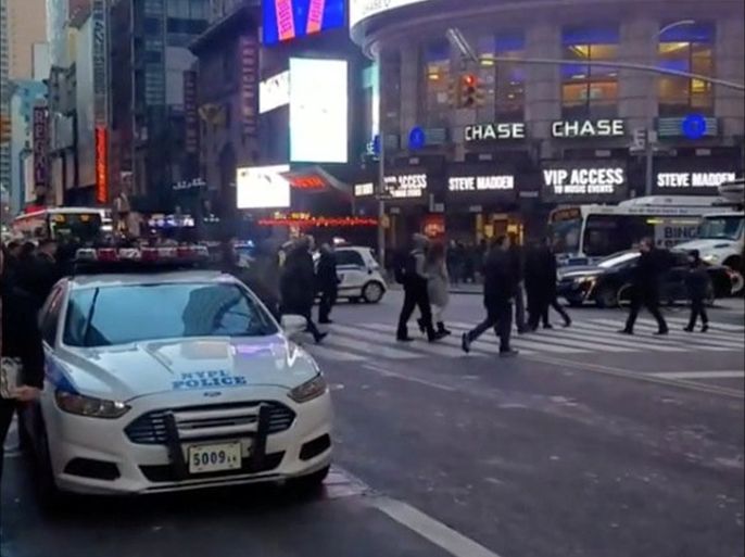 A police vehicle is seen near to the Port Authority in New York, U.S., December 11, 2017 in this still image picture obtained from social media video. Instagram/JOSEPH ZAGAMI/Handout via REUTERS ATTENTION EDITORS - THIS IMAGE WAS PROVIDED BY A THIRD PARTY. MANDATORY CREDIT. NO RESALES. NO ARCHIVE