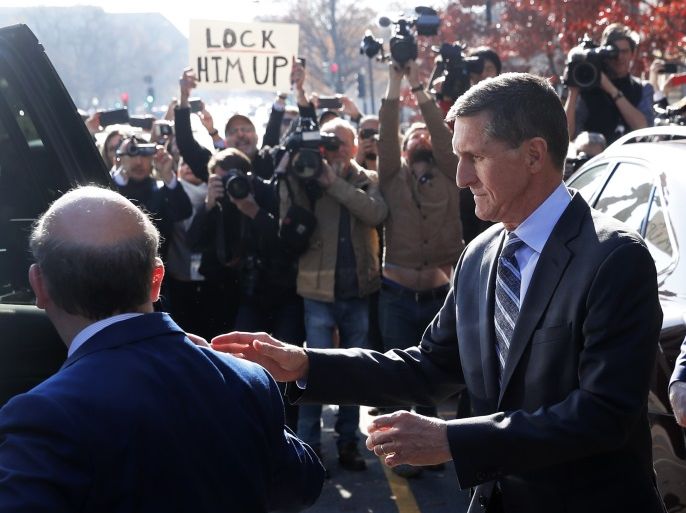 Former U.S. National Security Adviser Michael Flynn departs U.S. District Court after pleading guilty to lying to the FBI about his contacts with Russia's ambassador to the United States, in Washington, U.S., December 1, 2017. REUTERS/Jonathan Ernst