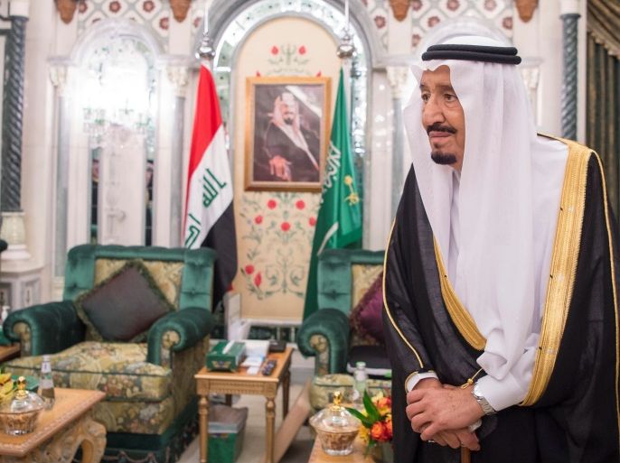 Saudi Arabia's King Salman bin Abdulaziz Al Saud waits before he receive the Iraqi Prime Minister Haider al-Abadi in Jeddah, Saudi Arabia, June 19, 2017. Bandar Algaloud/Courtesy of Saudi Royal Court/Handout via REUTERS ATTENTION EDITORS - THIS PICTURE WAS PROVIDED BY A THIRD PARTY.