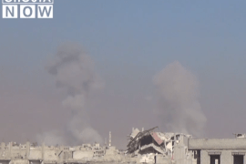 قصف النظام الاحياء المدنية في الغوطة الشرقية بالطيران الحربي