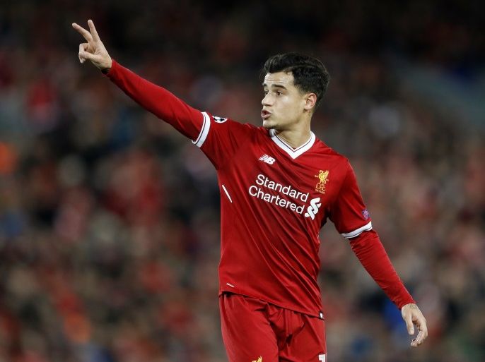 Soccer Football - Champions League - Liverpool vs Spartak Moscow - Anfield, Liverpool, Britain - December 6, 2017 Liverpool's Philippe Coutinho gestures Action Images via Reuters/Carl Recine