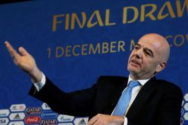 Soccer Football - 2018 FIFA World Cup Draw Press Conference - State Kremlin Palace, Moscow, Russia - December 1, 2017 FIFA President Gianni Infantino during the press conference REUTERS/Sergei Karpukhin