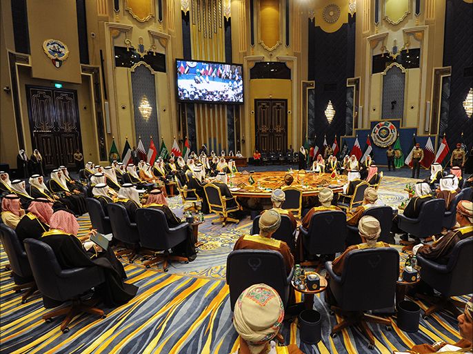epa06368976 A general view for the 38th Gulf Cooperation Council (GCC) Summit, at Bayan palace in Kuwait City, Kuwait, 05 December 2017. Rulers of Bahrain, Saudi Arabia and the UAE did not attend the summit amid continuing rift with neighboring Qatar. EPA-EFE/NOUFAL IBRAHIM