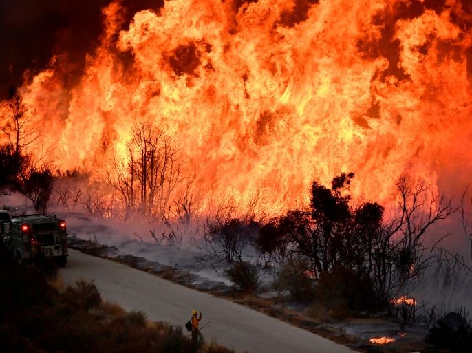 Fire fighters attack the Thomas Fire’s north flank with backfires as they continue to fight a massive wildfire north of Los Angeles, near Ojai , California, U.S., December 9, 2017. REUTERS/Gene Blevins TPX IMAGES OF THE DAY