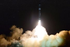 A view of the newly developed intercontinental ballistic rocket Hwasong-15's test that was successfully launched is seen in this undated photo released by North Korea's Korean Central News Agency (KCNA) in Pyongyang November 30, 2017. REUTERS/KCNA ATTENTION EDITORS - THIS IMAGE WAS PROVIDED BY A THIRD PARTY. REUTERS IS UNABLE TO INDEPENDENTLY VERIFY THIS IMAGE. SOUTH KOREA OUT. NO THIRD PARTY SALES. NOT FOR USE BY REUTERS THIRD PARTY DISTRIBUTORS