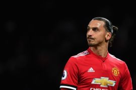 MANCHESTER, ENGLAND - NOVEMBER 18: Zlatan Ibrahimovic of Manchester United looks on during the Premier League match between Manchester United and Newcastle United at Old Trafford on November 18, 2017 in Manchester, England. (Photo by Gareth Copley/Getty Images)