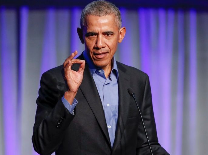 Former U.S. President Barack Obama speaks during the North American Climate Summit in Chicago, Illinois, U.S., December 5, 2017. REUTERS/Kamil Krzaczynski