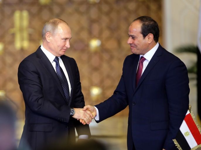 لقاء الرئيس الروسي فلاديمير بوتين والرئيس المصري عبد الفتاح السيسي في القاهرة