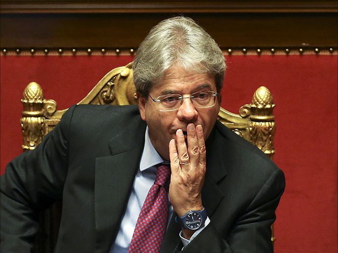 FILE PHOTO: Italy's Foreign Minister Paolo Gentiloni attends at Senate in Rome, Italy, April 5, 2016. REUTERS/Alessandro Bianchi/File Picture