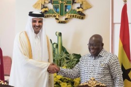 أمير قطر الشيخ تميم بن حمد يسلم على رئيس غانا ناناأكوفو أدو