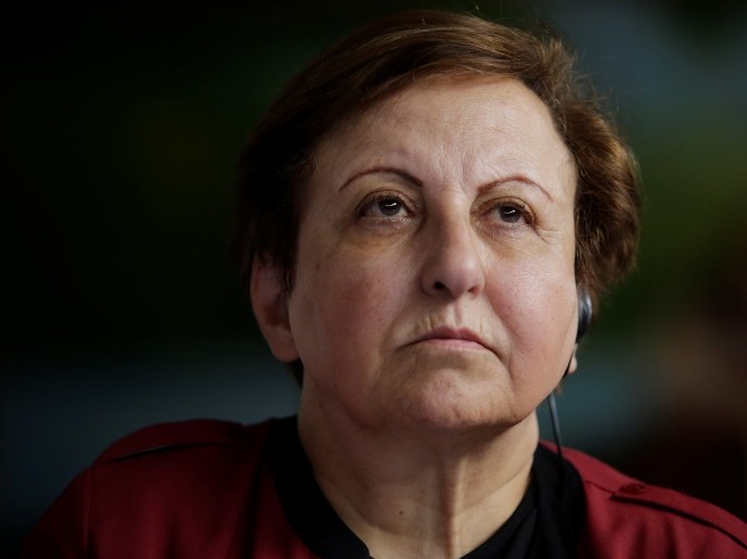 Nobel Peace Prize winner Shirin Ebadi of Iran looks on during a news conference against mining in the town of Casillas, Guatemala, October 26, 2017. REUTERS/Luis Echeverria